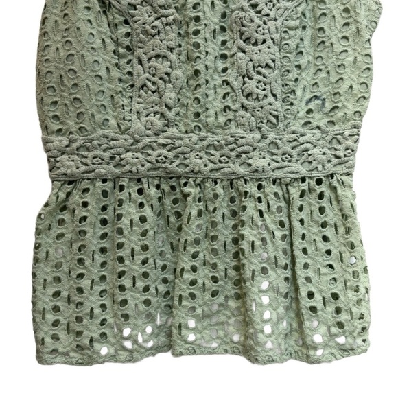 Japna sage green eyelash cotton peplum sleeveless blouse, size Medium (Junior) - Picture 3 of 5